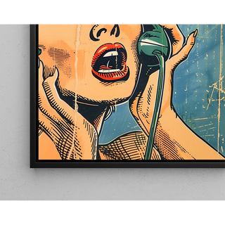 Pop Art Tavla - Överraskning i Telefonen | Konsttryck Tavla Väggdekoration affisch kopia