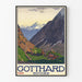 Vintageposter av Gotthard Schweiz för väggdekoration