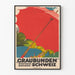 Vintageposter Graubünden Rhaetische Bahnen Schweiz - Vintage väggdekoration