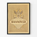 Vintageinspirerad Hannover-affisch med dekorativt emblem