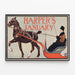 Vintageposter Harper's januari med häst och släde — inramlat konstverk på väggen