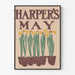 Vintageaffisch Harper's May med blomster i krukor