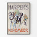 Vintageposter Harper's november - Illustration av häst och droska