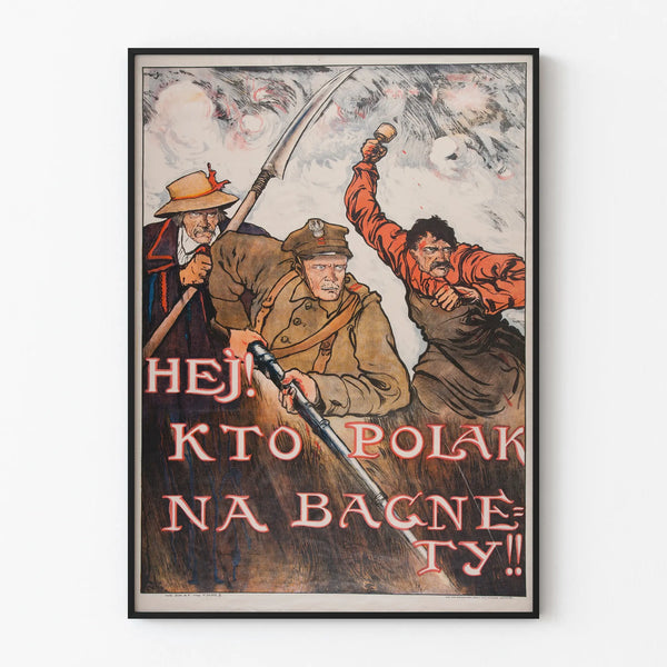 Polsk historistisk propagandaposter med stridande soldater