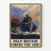 Brittiskt militärt propagandaposters med slagskepp och flygplan