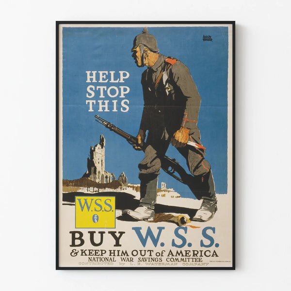 Vintage propagandaposter 'Help Stop This' för kampanjen War Savings Stamp