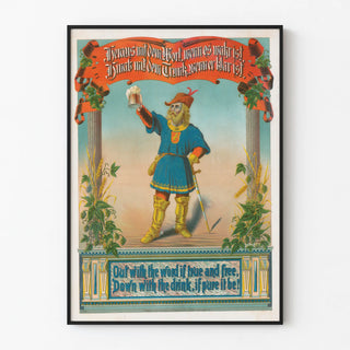 Vintageposter medeltida man som håller ett ölglas