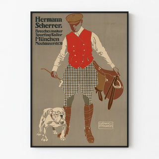 Vintageposter Hermann Scherrer Sportsklädd Tailleur i München