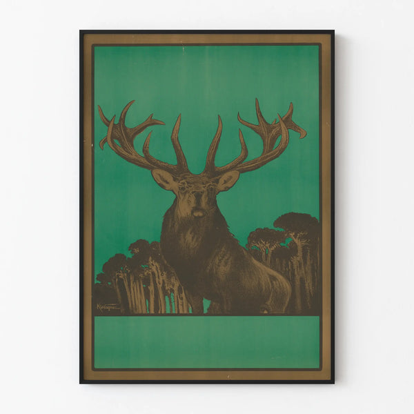 Dekorativ poster med majestätisk älg på grön bakgrund Artem Legrand