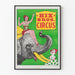 Circusaffisch Hix Bros med elefant, clown och artist