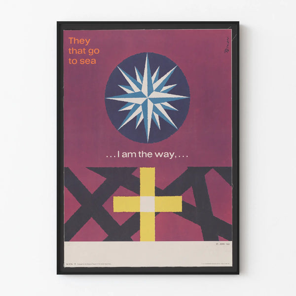 Väggdekorationsposter Kors och maritim kompass vintage