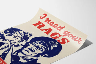Vintage militärposter "I Need Your Rags" för väggdekoration