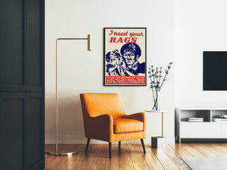 Vintage militärposter "I Need Your Rags" för väggdekoration