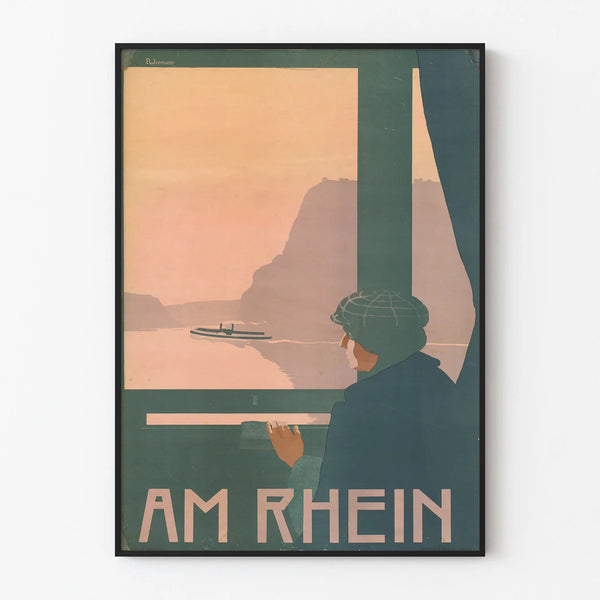 Vintage affisch väggdekoration Am Rhein 1897