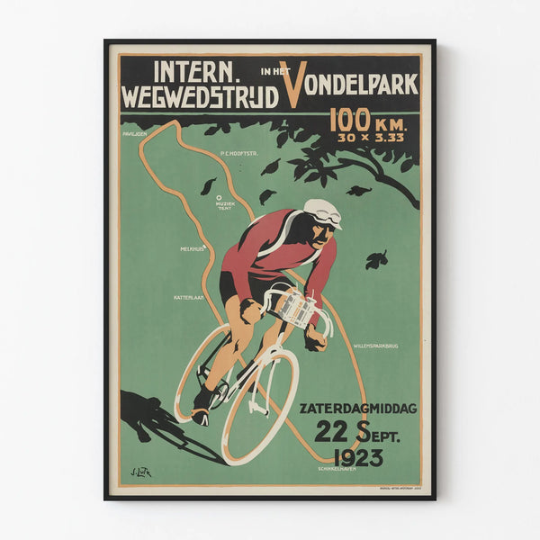 Vintageaffisch för Internationell Cykelloppsposter Vondelpark 1923