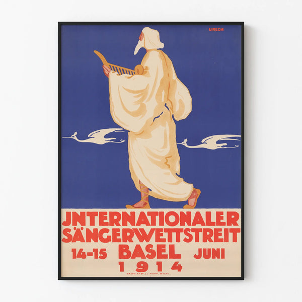 Vintageposter för Internationellt sångartävling i Basel 1914
