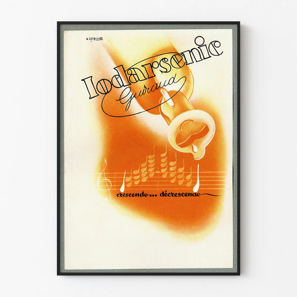 Vintage konstposter Iodarsenic med musikalisk estetik