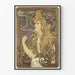 Dekorativ Art Nouveau-poster med stiliserad kvinna och guldmotiver