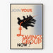 Vintageposter Join Your Savings Group Now för väggdekoration