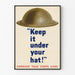 Vintagemuralposter med militärhjälm Keep It Under Your Hat