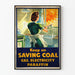 Vintageposter för energibesparing kol, gas, el och paraffin