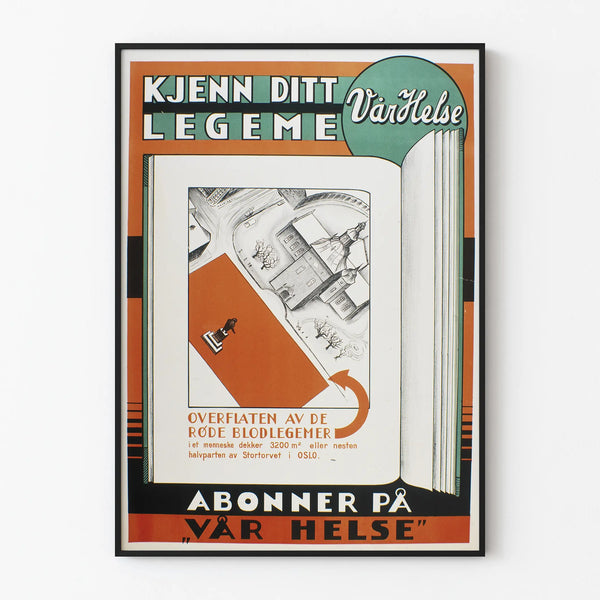 Vintage norsk affisch för hälsa och människokropp