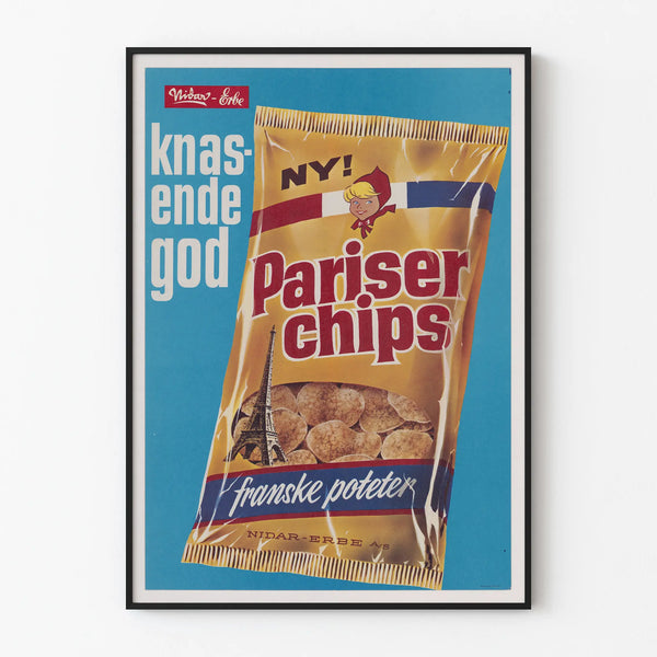 Vintageposter Pariser Chips - Retro väggdekoration för snacks