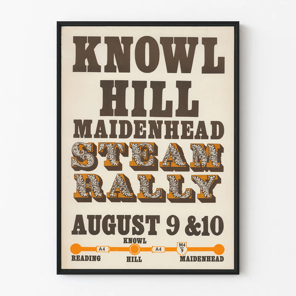 Vintage poster för ångmaskinsrally i Knowl Hill, Maidenhead