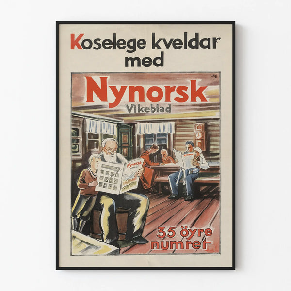 Vintage norsk Nynorsk affisch Vikeblad