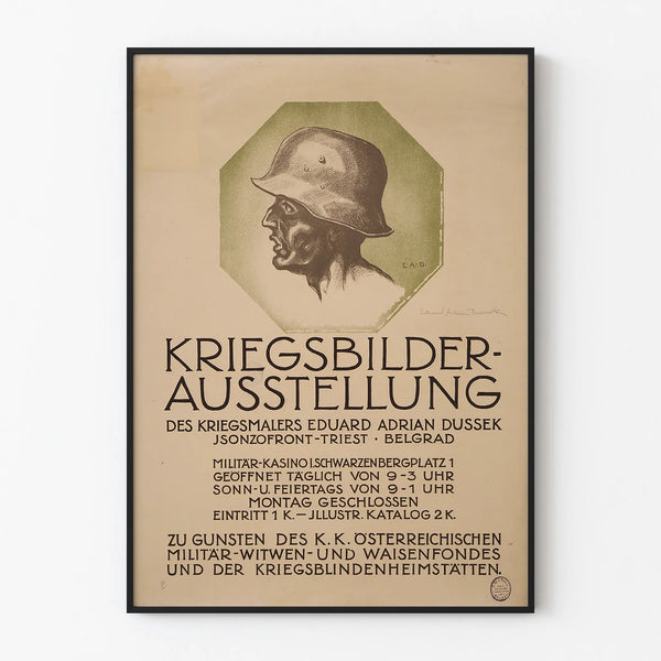 Gammal utställningsposter med krigsmålningar av Eduard Adrian Dussek