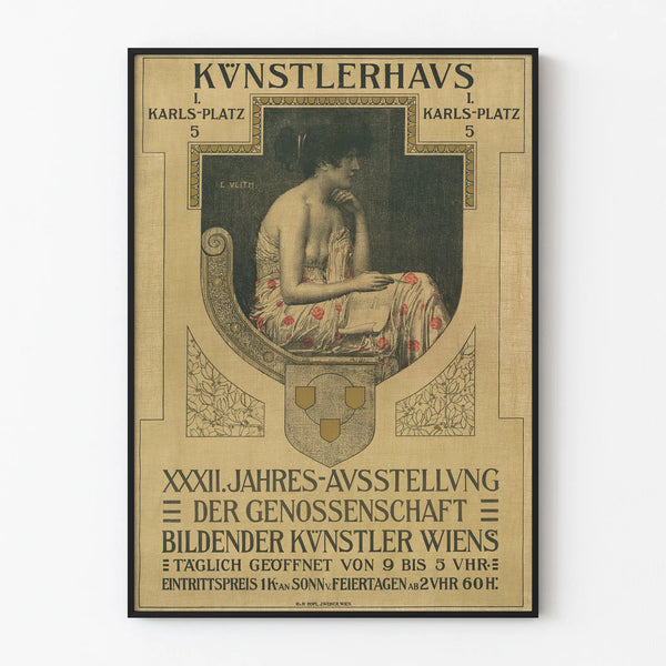 Vintage konstposter för årlig utställning av viennesiska konstnärer