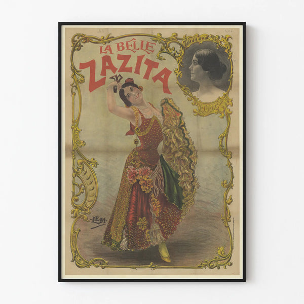 Vintage inredningsposter La Belle Zazita i festlig klädsel