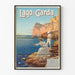 Vintageaffisch Lago di Garda Fiske vid vattnet