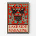 Vintage dekorativ poster Lakeside Magazine med påfåglar och druvklasar