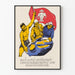 Vintage laotisk aktivistposter med flagga och arbetare
