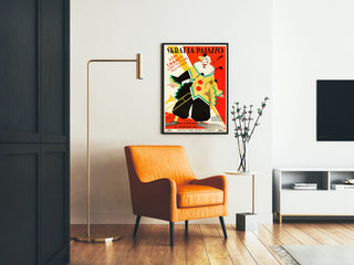 Vintageaffisch med färgglad clown för väggdekoration