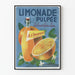 Vintage poster med apelsinpulpad citronläsk - Retro väggdekoration