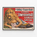 Vintageposter Lionel Löwenmensch, halvman halvlejon — inramlat konstverk på väggen