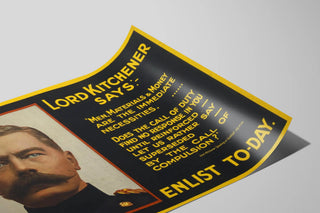 Väggposter i vintage stil Lord Kitchener Rekrytera Idag — vy av konstverket