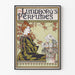 Vintageaffisch för Lundborg's Perfumes med blomster- och stiliserad kvinnodekor