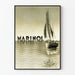 Vintageaffisch Marinol med segelbåt och marin bakgrund