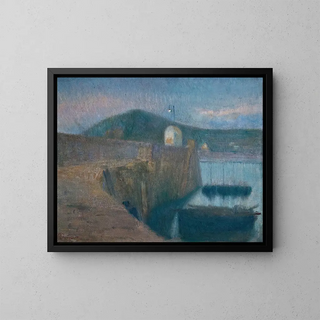 Le port de Flamanville - Émile Tremblay — inramlat konstverk på väggen