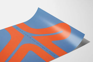 Abstrakt designposter av Sven Lukin i blått och orange