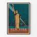 Vintageposter av New Yorks skyline och Frihetsgudinnan