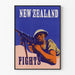 Vintage dekorativ poster New Zealand Fights militära