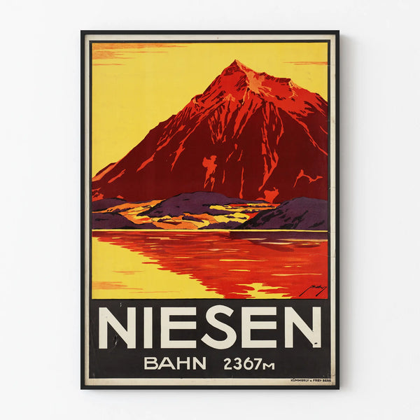 Vintageposter Niesen Bahn 2367m - Retro bergväggdekoration