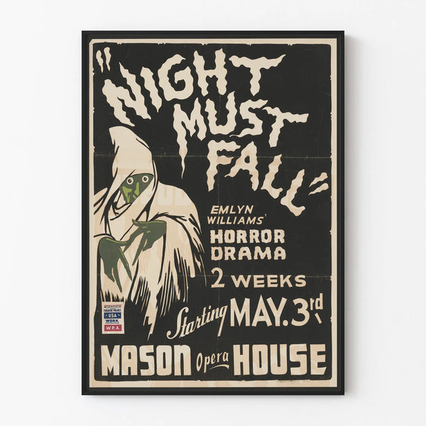 Vintageposter Night Must Fall - Teater och Skräckdrama