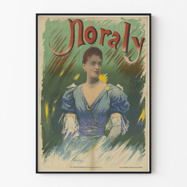 Vintageaffisch av Noraly - Elegant kvinna i blå klänning