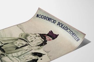 Nordisk väggdekorationsposter "Nordenfor Polarcirkelen" med barn i traditionell klädsel och hund