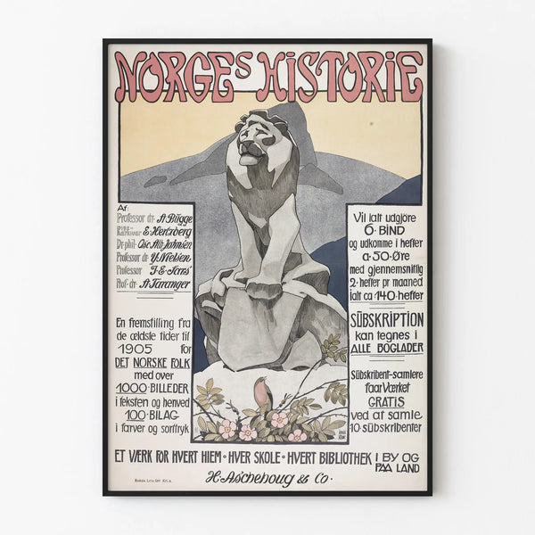 Vintageaffisch Norges Historie för väggdekoration